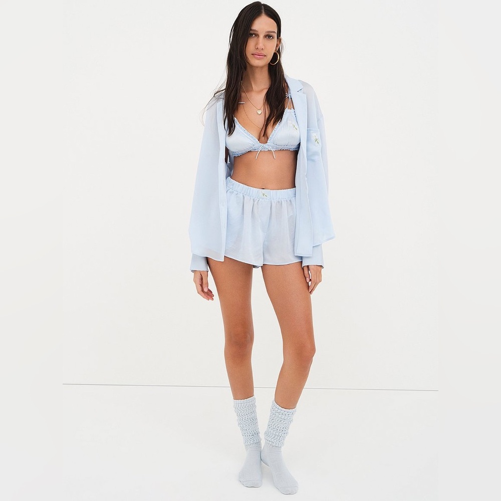 For Love And Lemons Light Blue Pajama Bottoms - Picture 2 of 13